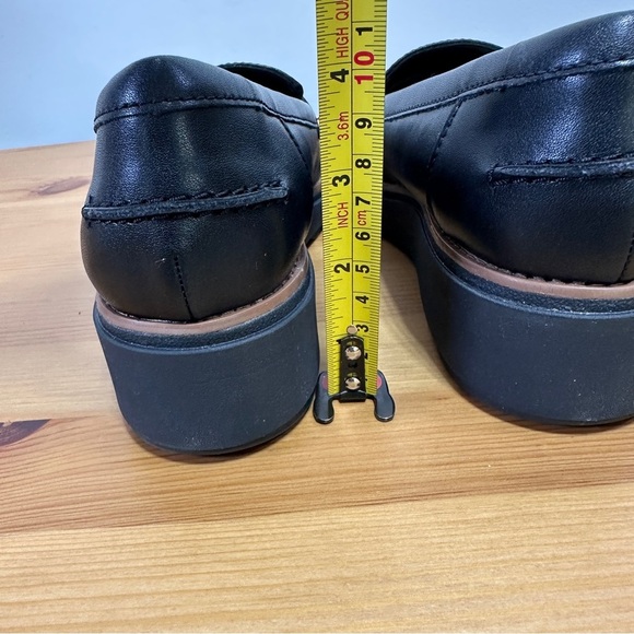 Clarks Sharon Gracie Black Leather Wedge Loafers Slip-On Comfort Shoes Size 9.5 - Picture 4 of 5